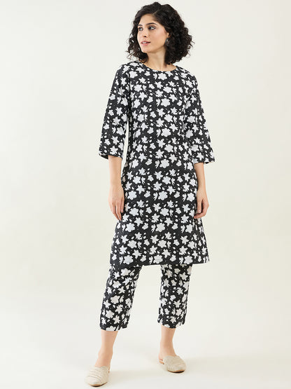 Modern Basics Long Length Kurta Set for Women | Monochrome