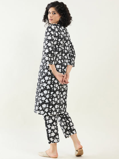 Modern Basics Long Length Kurta Set for Women | Monochrome