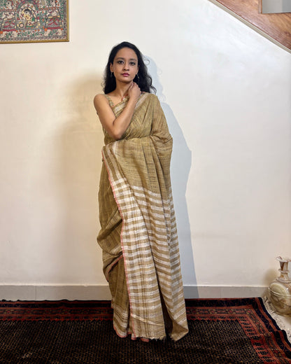 Eri Silk Sari | Sage Green