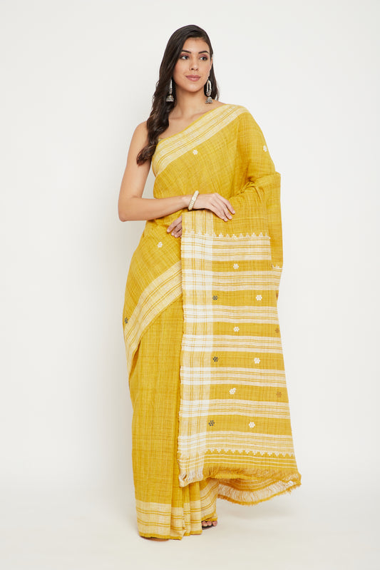 Yellow Eri silk saree
