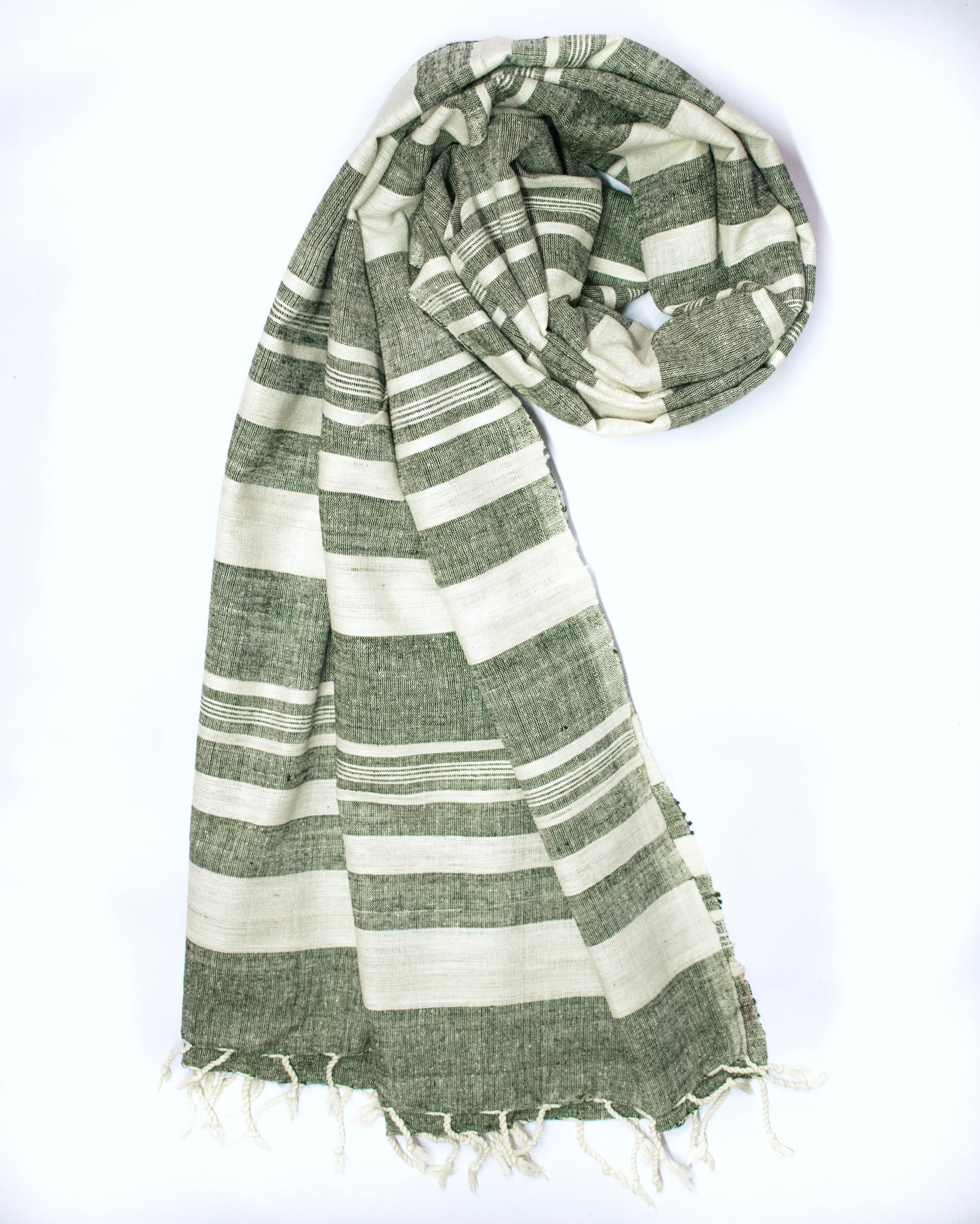 Peace Silk Scarf in green stripes