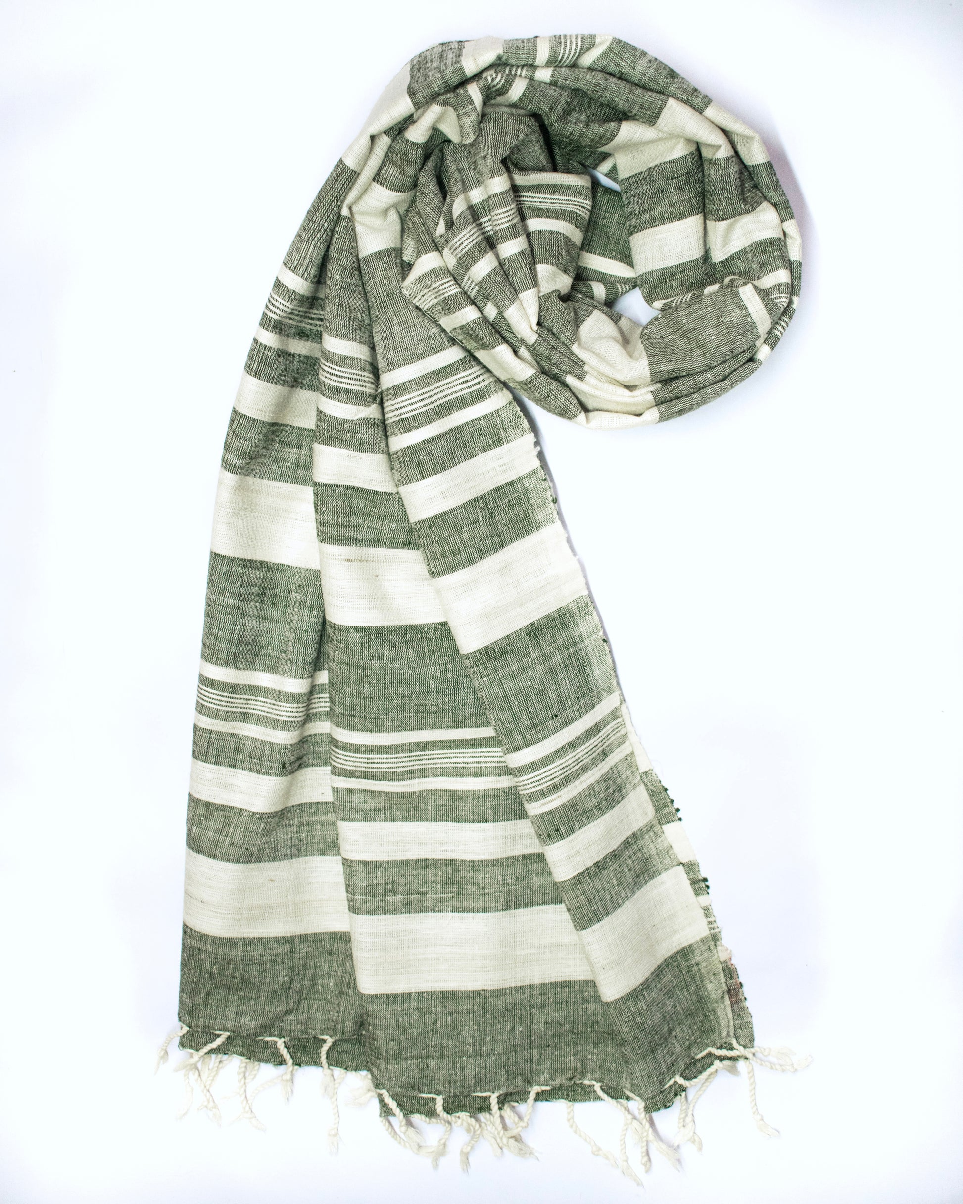 Peace Silk Scarf in green stripes