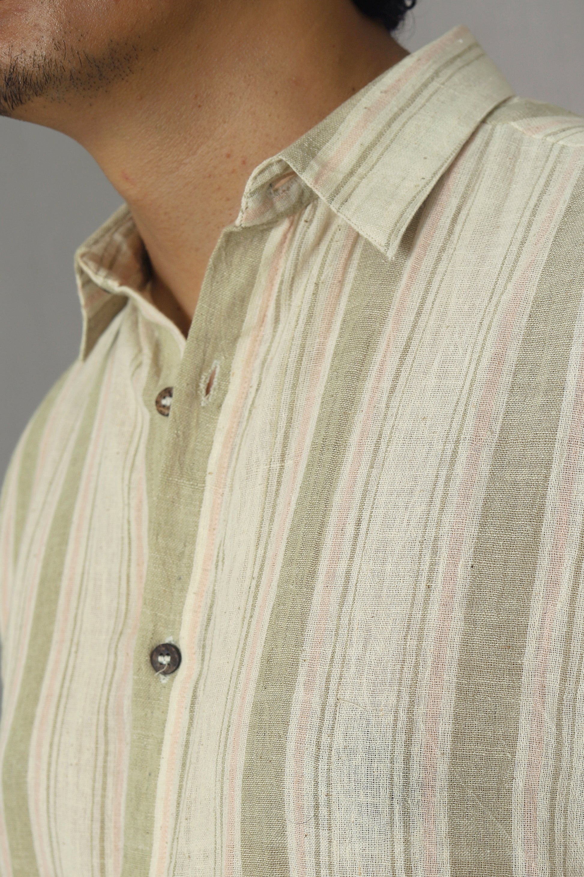 Striped half sleeved shirt for Men | Pink & green