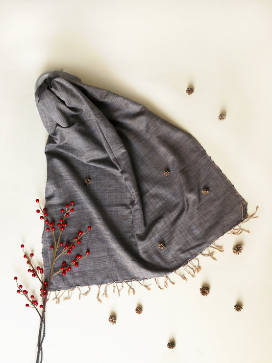 Ahimsa Silk Scarf in brown and grey