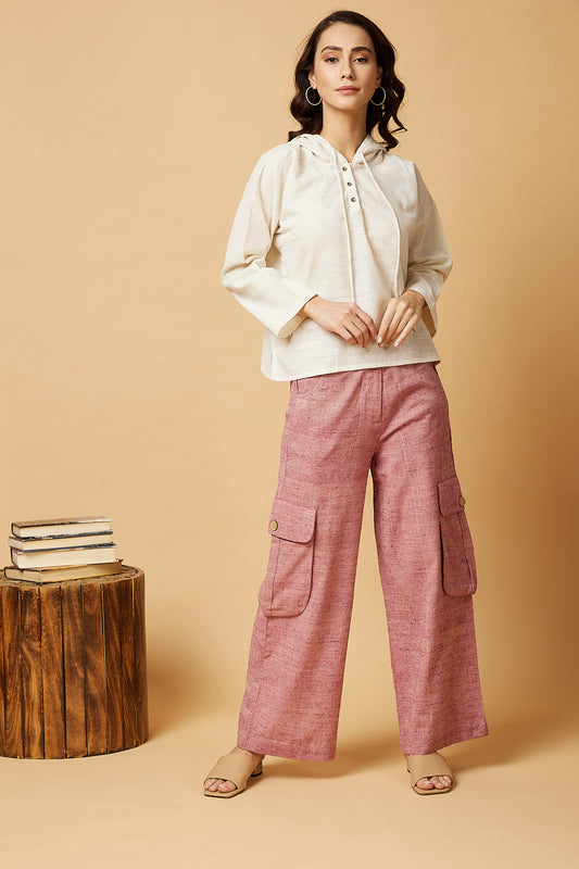 Cargo style wide-leg pants in pink
