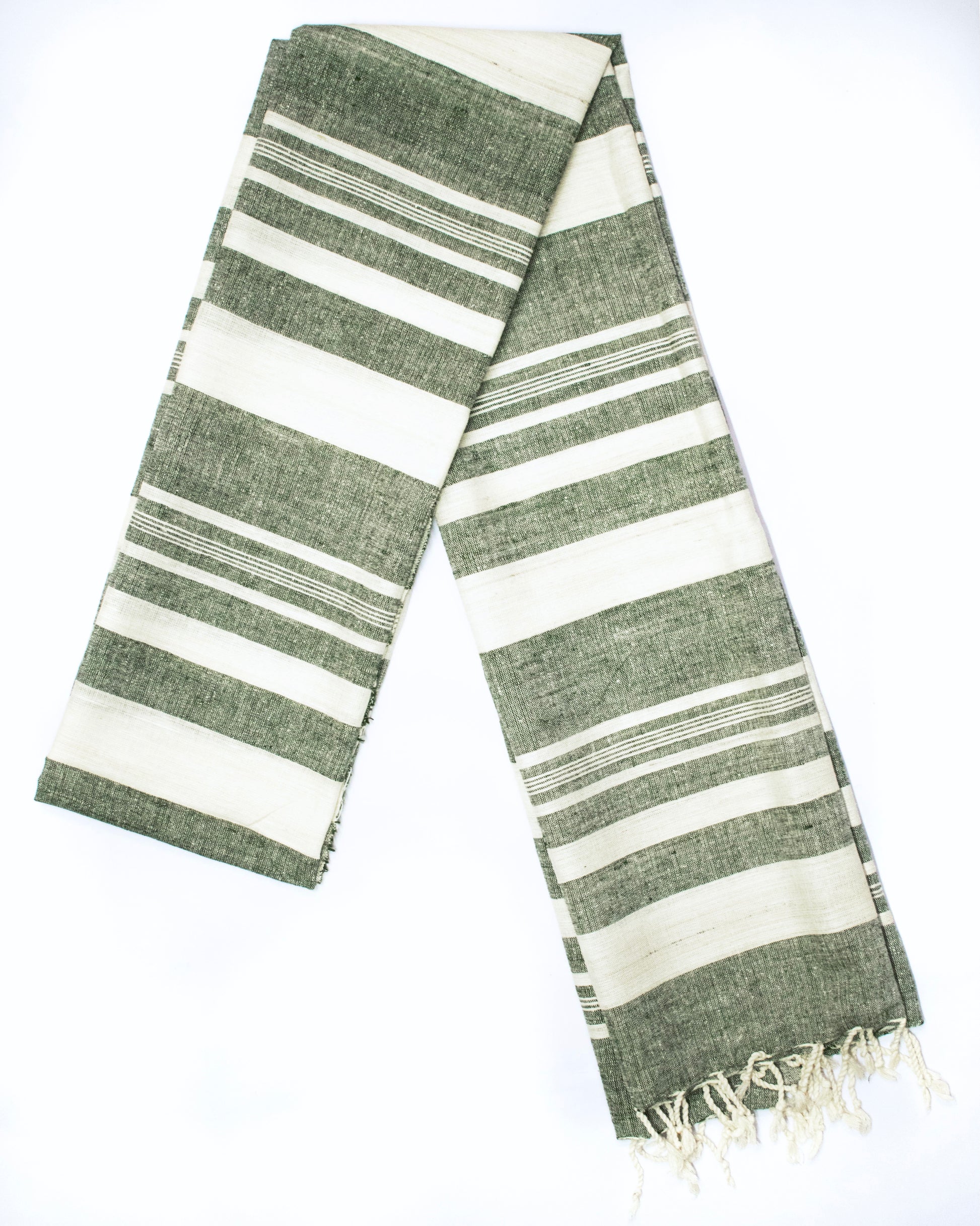 Peace Silk Scarf in green stripes