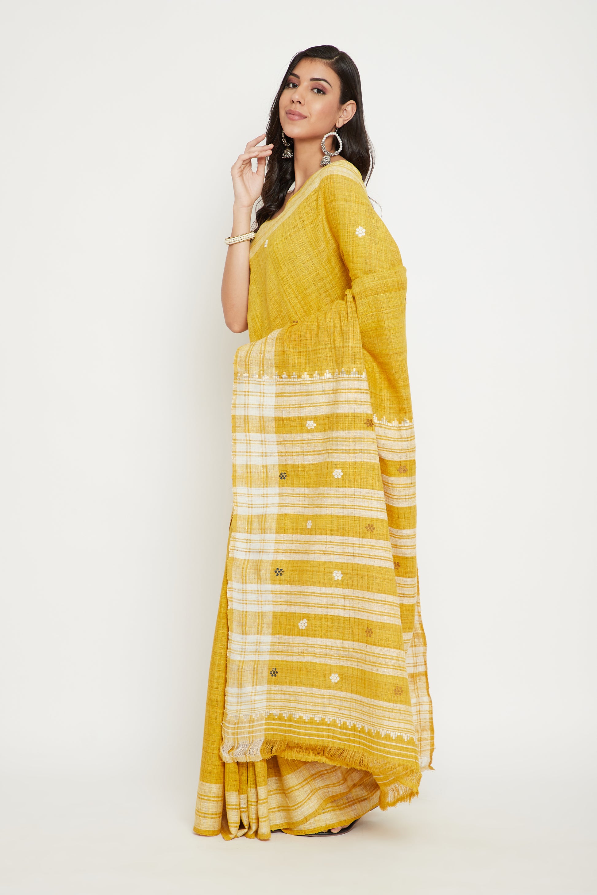 Yellow Eri silk saree