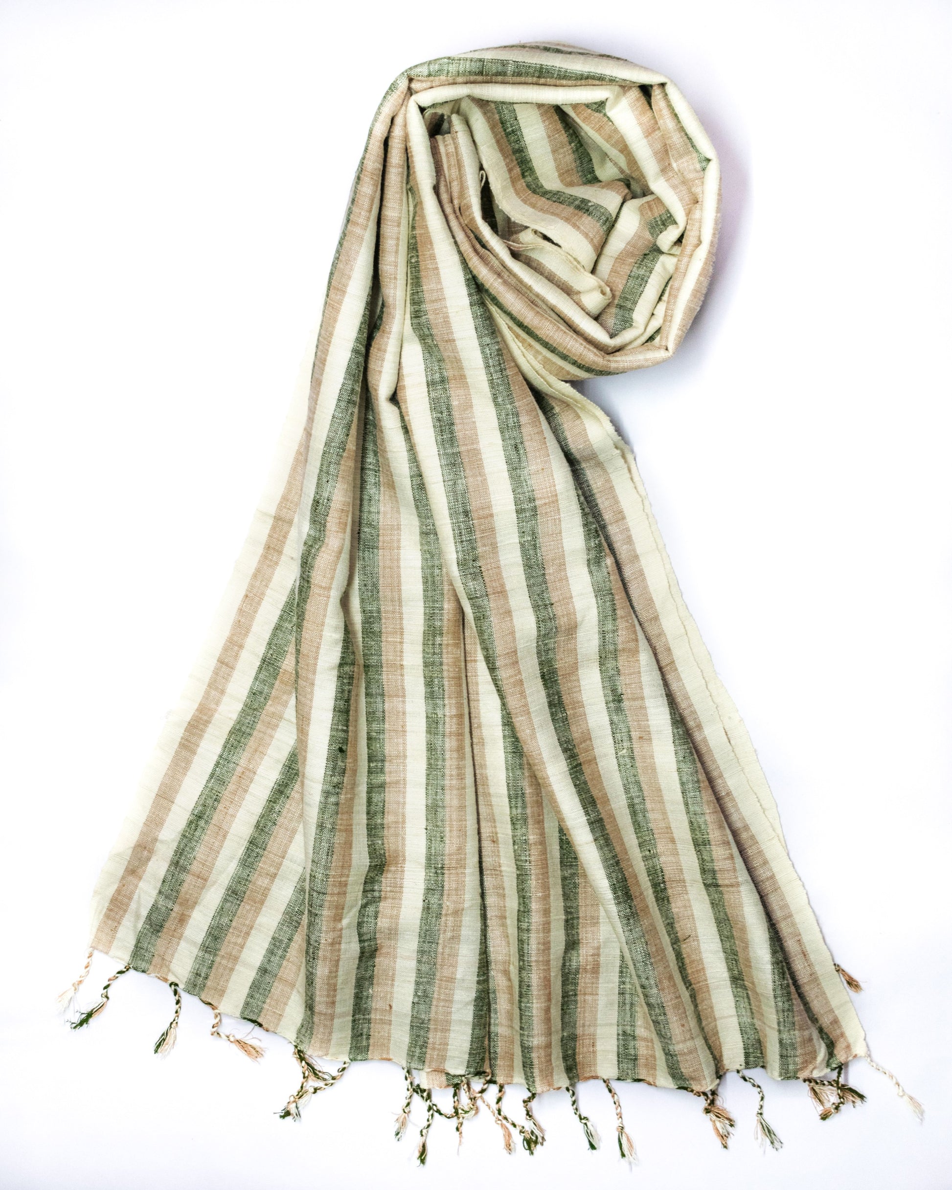 Leisure Peace Silk Scarf | Brown & green stripes