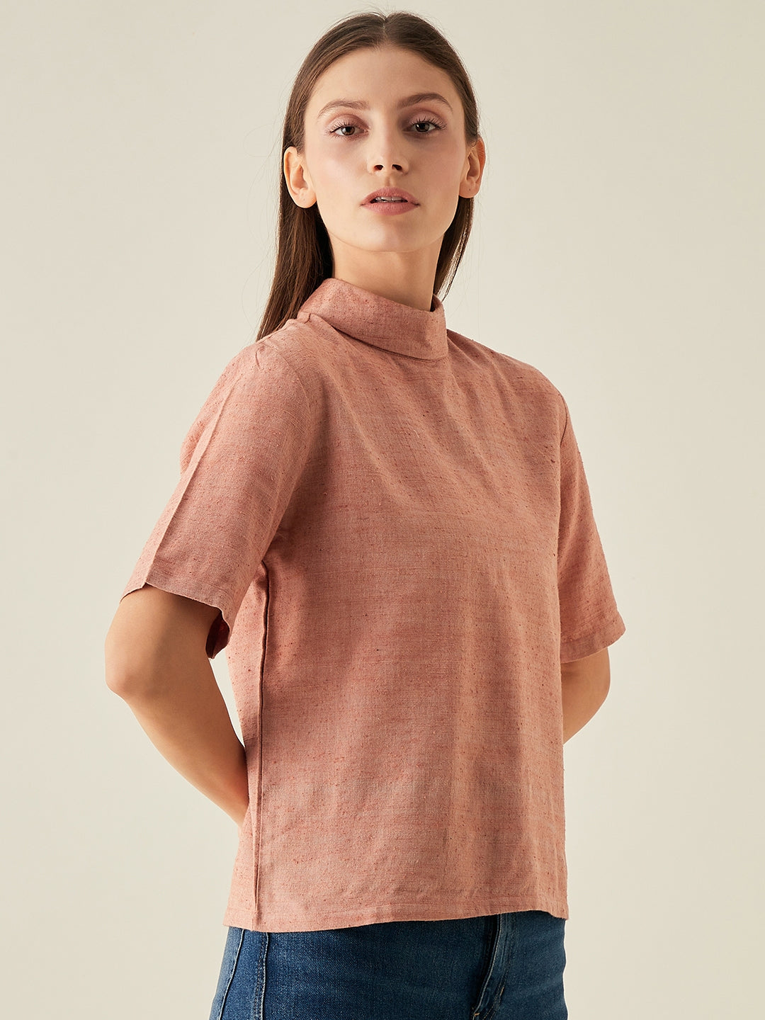 Turtleneck Top with half sleeves for Women