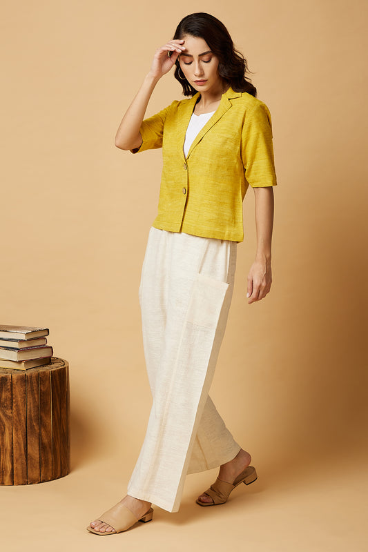 Notch collar shirt in yellow