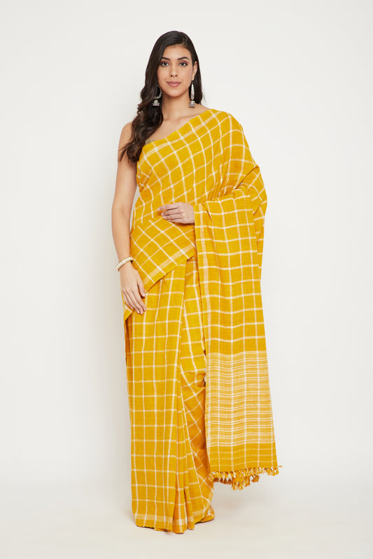 Yellow Eri silk saree