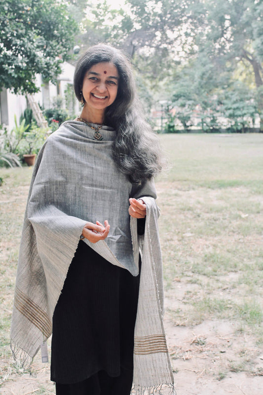 Grey Eri silk scarf