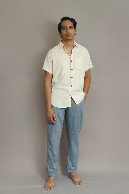 Half sleeved shirt in ivory for Men