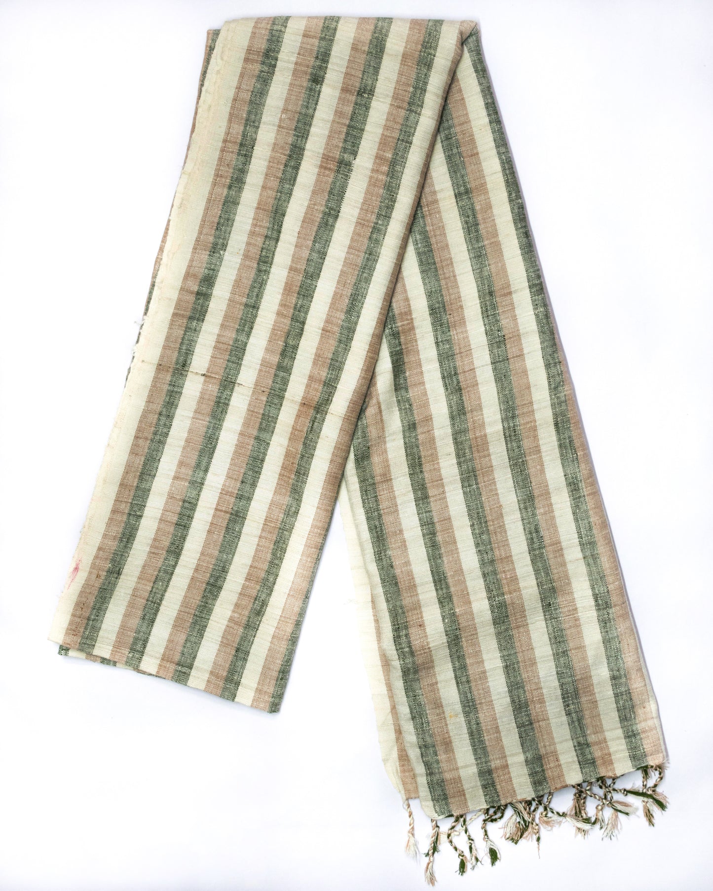 Leisure Peace Silk Scarf | Brown & green stripes
