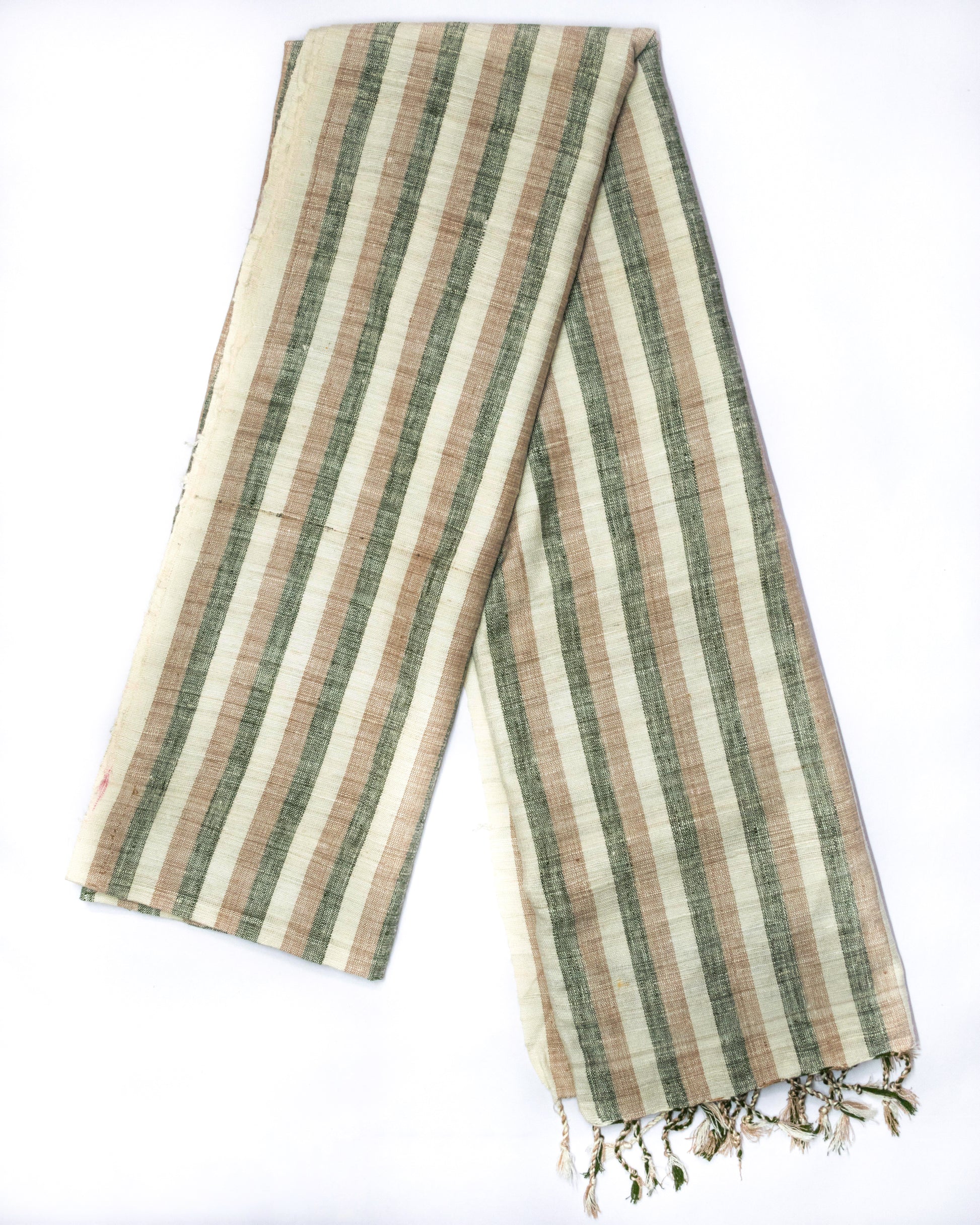 Leisure Peace Silk Scarf | Brown & green stripes