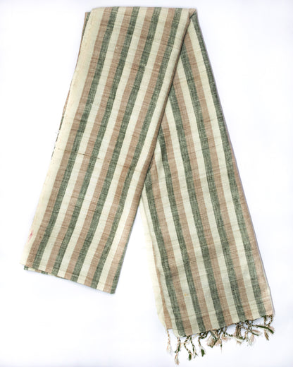 Leisure Peace Silk Scarf | Brown & green stripes