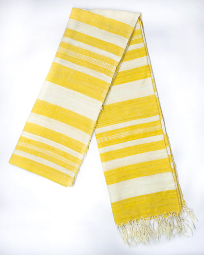 Peace Silk Scarf in yellow stripes