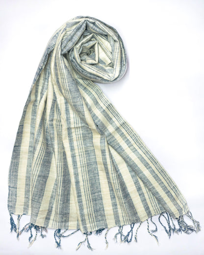 Peace Silk Scarf in blue stripes