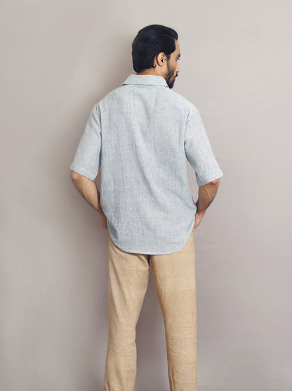 Blue striped half sleeved shirt for Men