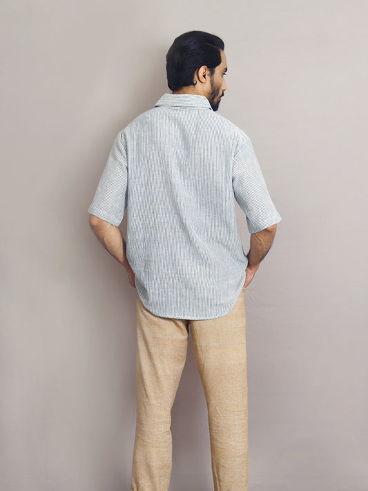 Blue striped half sleeved shirt for Men