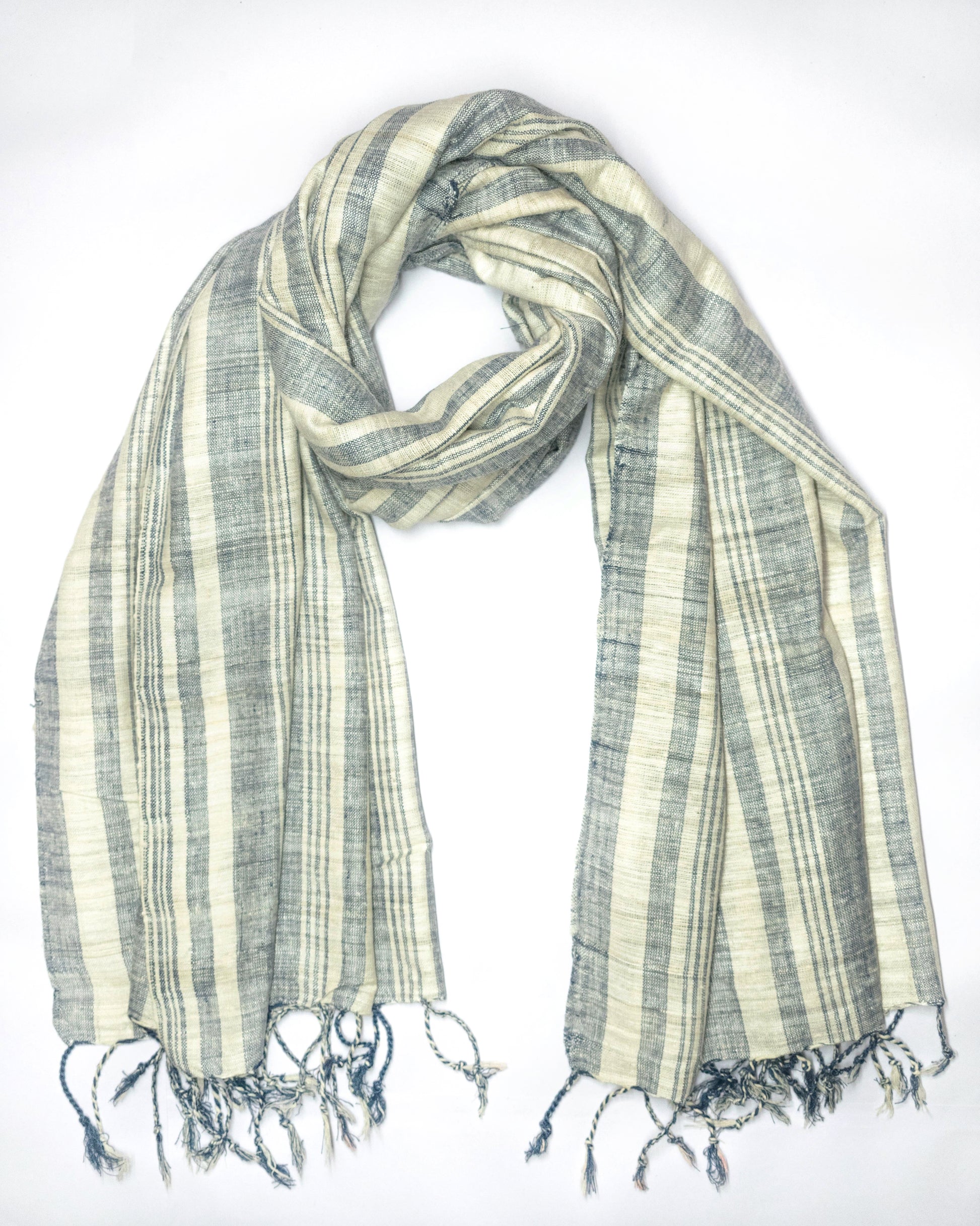 Peace Silk Scarf in blue stripes