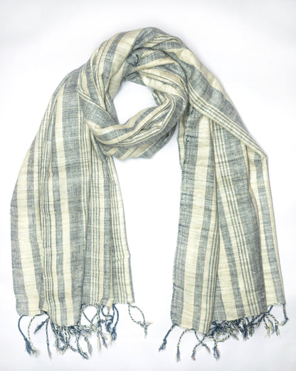 Peace Silk Scarf in blue stripes