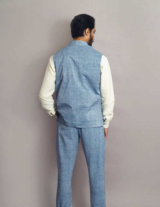 Nehru jacket in blue for Men