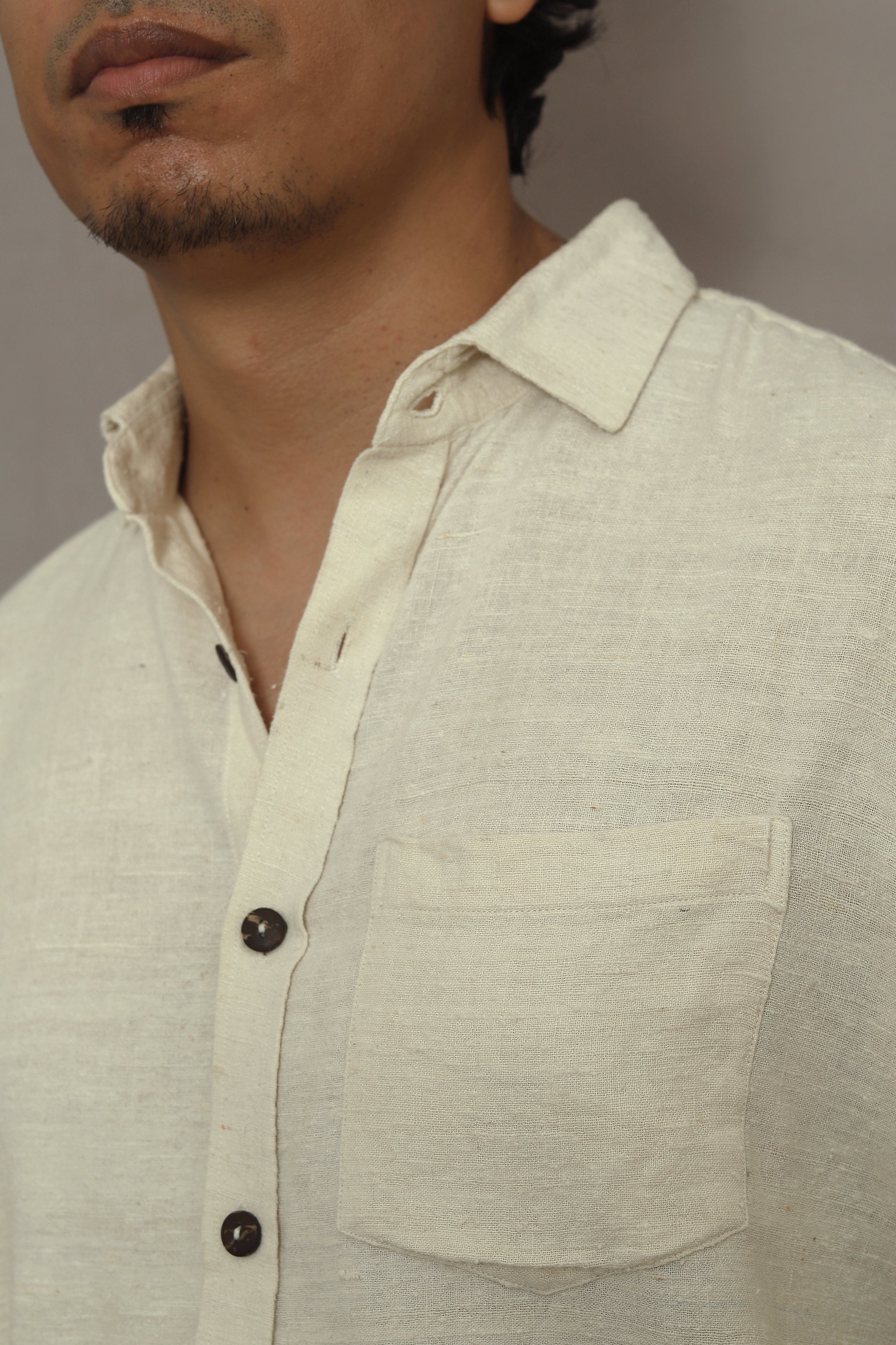 Half sleeved shirt in ivory for Men