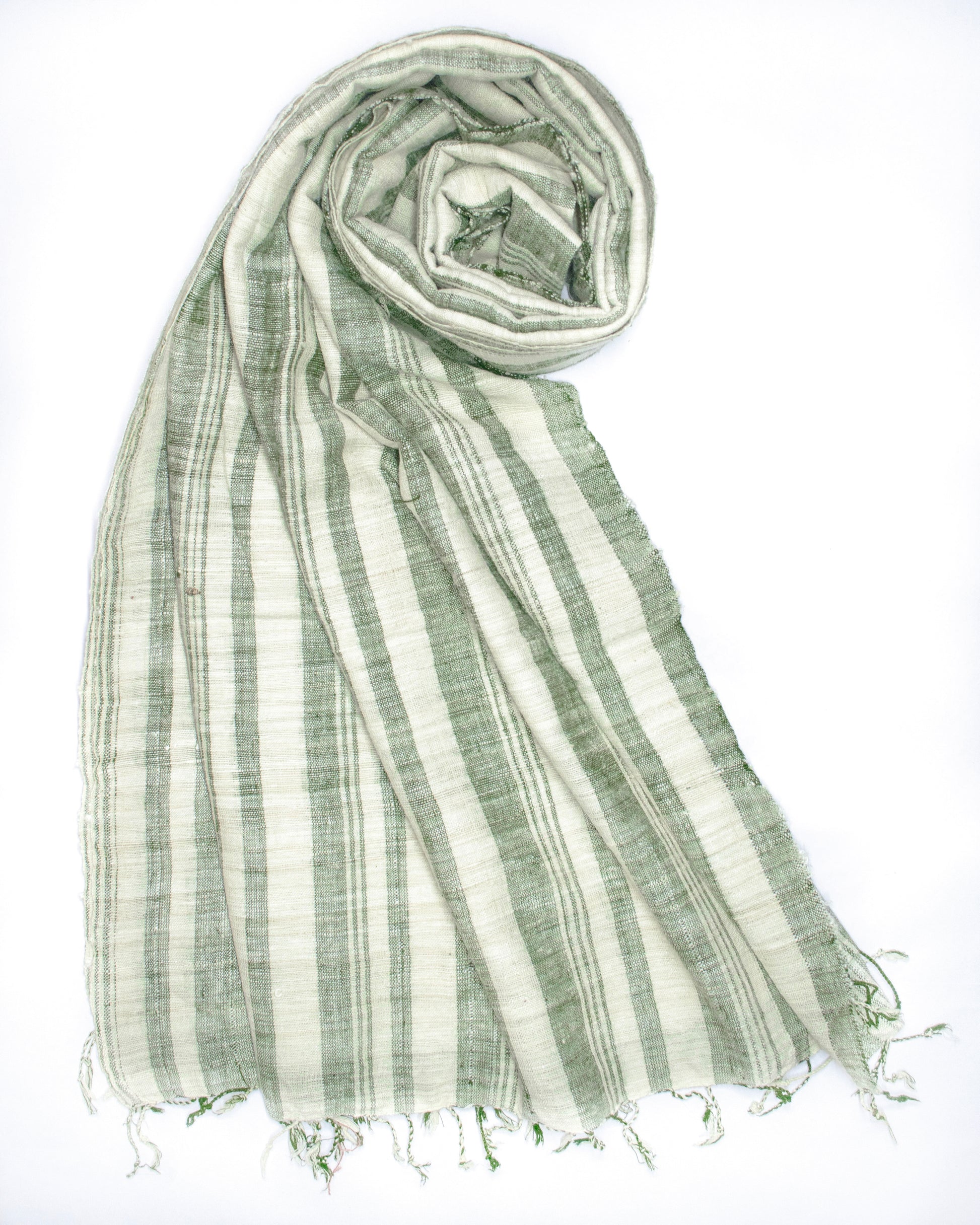 Peace Silk Scarf in green stripes