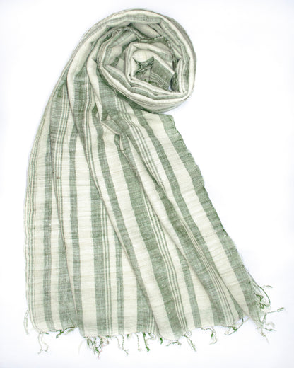 Peace Silk Scarf in green stripes