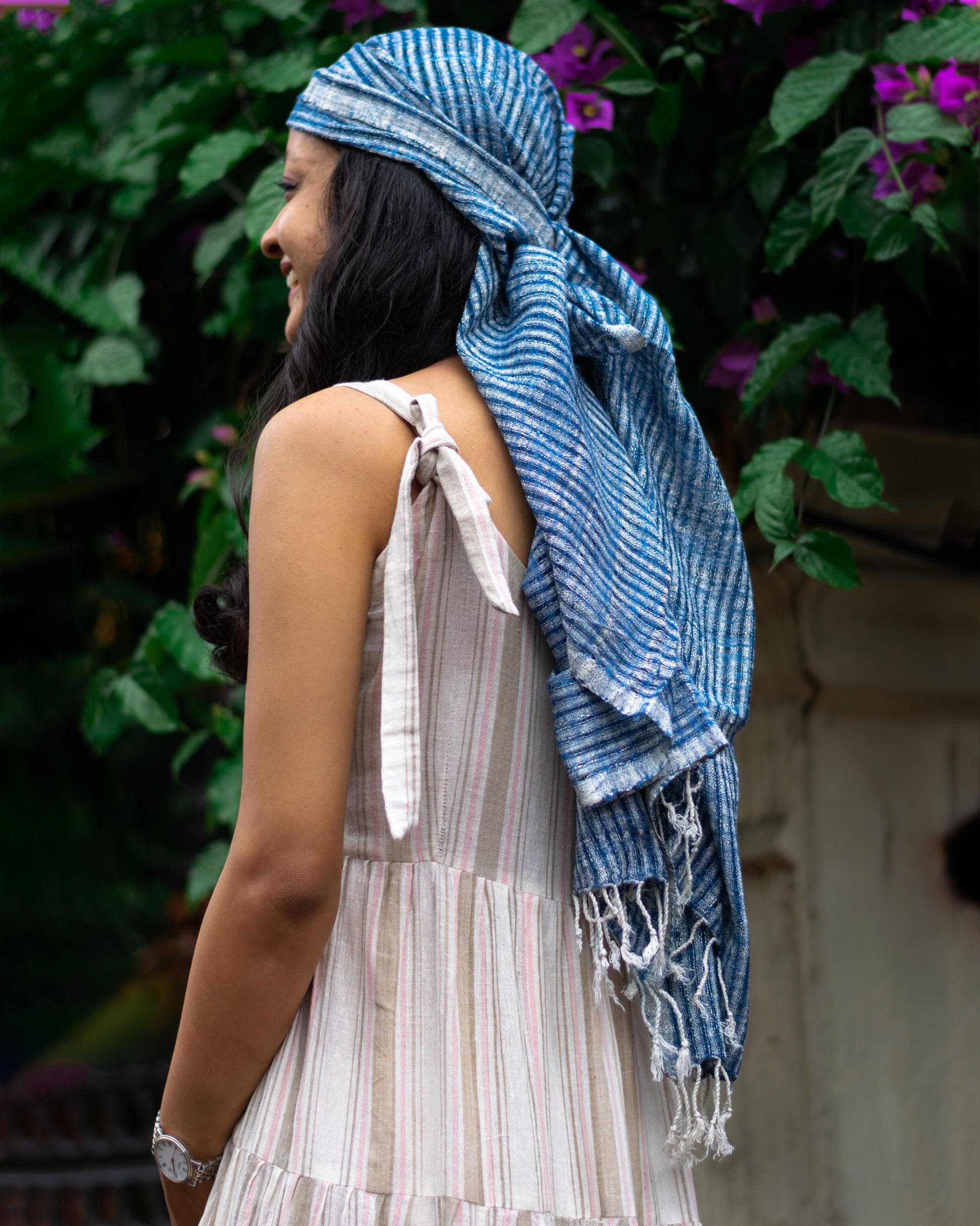 Wild Rain Peace Silk Scarf in blue