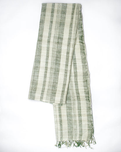 Peace Silk Scarf in green stripes