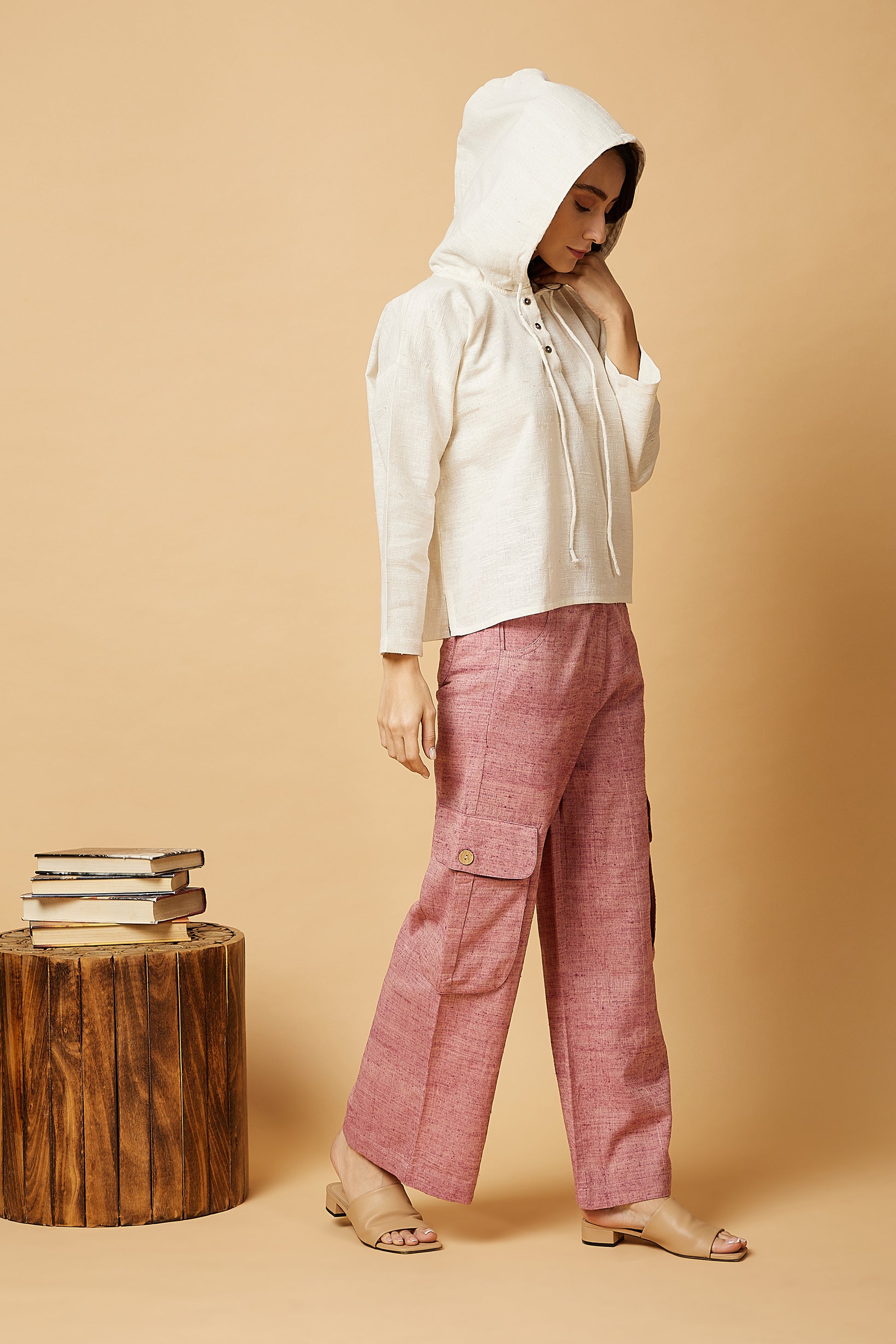 Cargo style wide-leg pants in pink